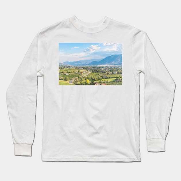 Panoramic Scenic View of Penticton, British Columbia, Canada Long Sleeve T-Shirt by Amy-K-Mitchell